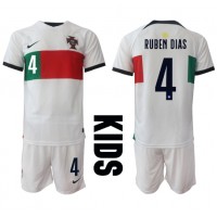 Billiga Portugal Ruben Dias #4 Barnkläder Borta fotbollskläder till baby VM 2022 Kortärmad (+ Korta byxor)